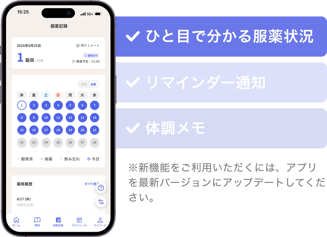 ひと目で分かる服薬状況